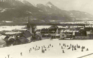 Schiwiese oberhalb von Mauthen, dem sogenannten "Pregran"